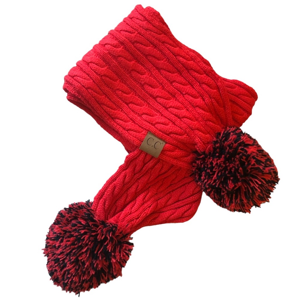 CC - Red and Black Pom Scarf